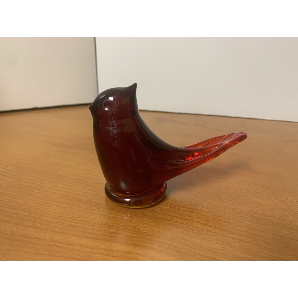 Vintage Ward 1987 Ruby Red Glass Bird 4”x3”x1.5” - Picture 2 of 5